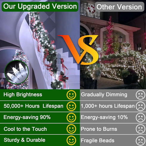 180 LED 59ft Christmas String Lights Indoor Outdoor, 8 Modes Christmas Fairy Lights with Timer & Momory, IP44 Waterproof Christmas Tree Lights for...