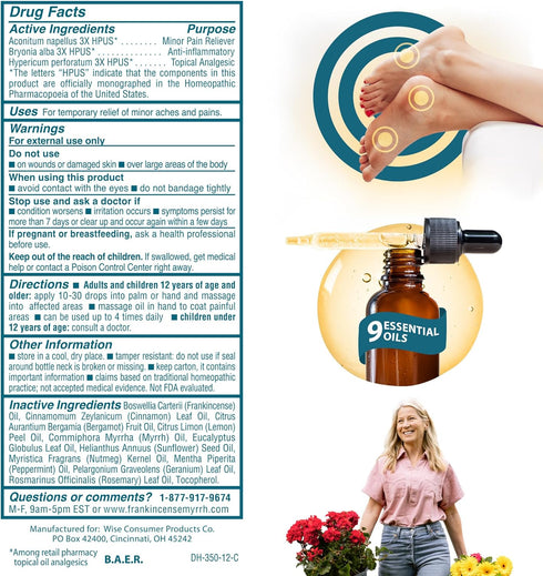 FRANKINCENSE & MYRRH Nerve and Foot Pain Relief Rubbing Oil, Maximum Strength with Essential Oils, 2 Fl. Oz....