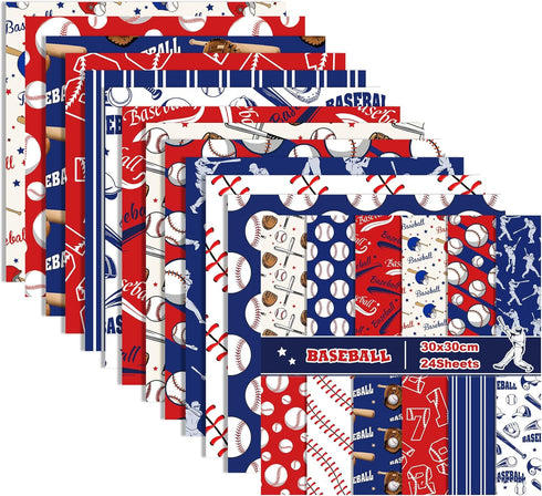 Baseball Theme Scrapbook Paper 12 Inches Double-Sided Pattern Material Decorative Craft Cardstock Paper Folded Flat for Card Making Junk Journal P...