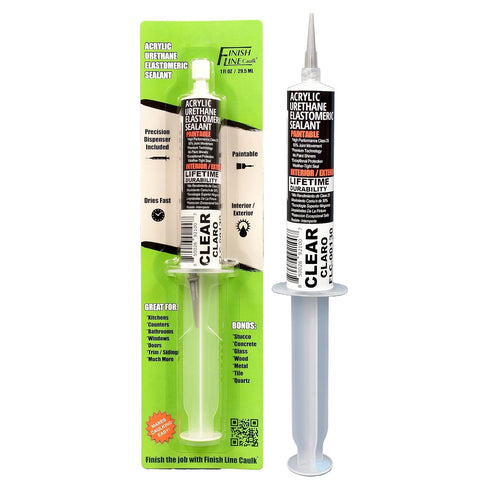 Finish Line Acrylic Urethane Elastomeric Sealant Pre-Filled Precision Caulk Gun One Ounce Tube Single (Clear, FLCPREFILL, 1, 00130) *Product Dries...