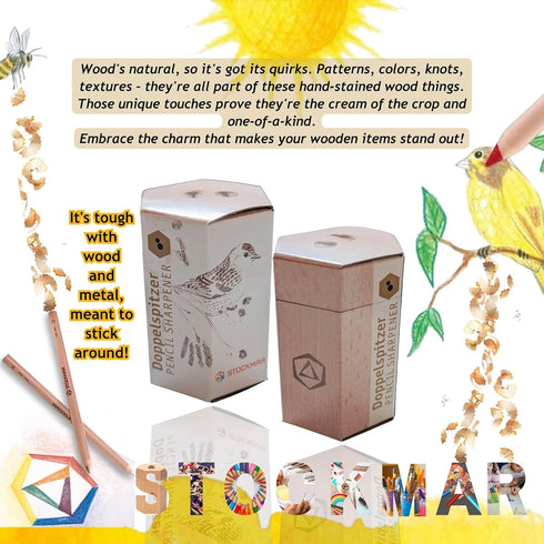 Stockmar Dual Pencil Sharpener FSC Lime Wood for Thin and Thick Pencils - Triangular and Hexagonal Shape - Colour Giants Stockmar, Waldorf Art Sup...