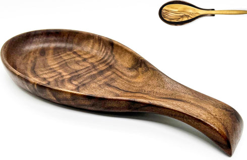 Walnut Wooden Spoon Rest Cooking Spoon Holder Organizer Heat-Resistant Wood Utensil Rest, Spoon Holder for Stove Top, Kitchen Utensil Holder for L...
