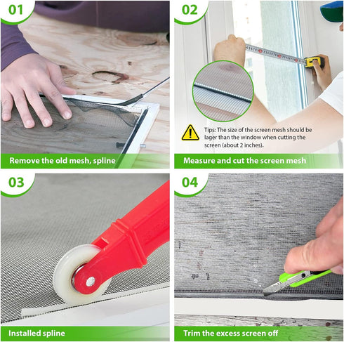 Replacement Window Screens, 48X118 Inch Durable Window Screen Mesh for Patio Porch Door Windows, DIY Adjustable Fiberglass Screen Repair Kit Slidi...