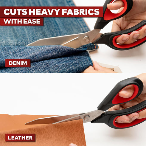 XFasten Heavy-Duty Professional Tailor Scissors, 9.5-Inch Heavy Duty Ultra-sharp Dressmaker’s Scissors Shears for Fabric Cutting | Sewing scissors...