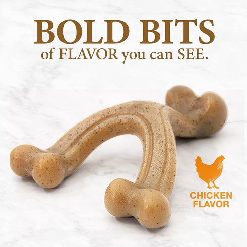 Nylabone Gourmet Style Strong Chew Wishbone Dog Chew Toy, Chicken Flavor, Large/Giant (1 Count)...