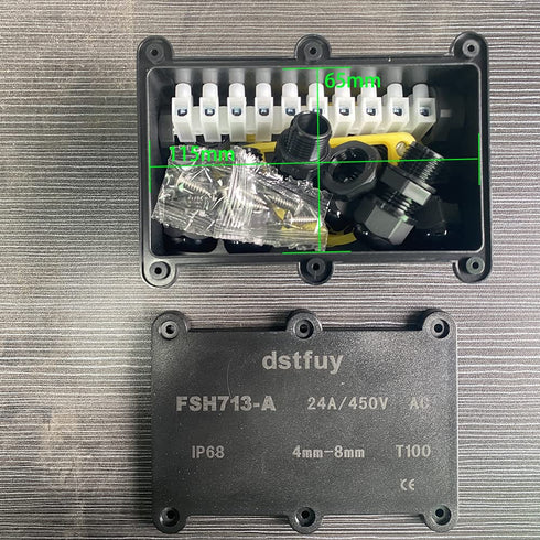 Electrical Junction Box,ABS Waterproof IP68 Electrical Boxes.with 24A Barrier Terminals Electric Junction Project Box for 4-8mm Dia Wire.Outdoor E...