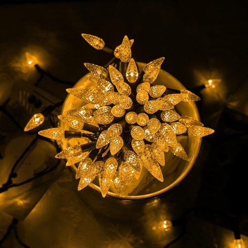 Dazzle Bright C6 Battery Operated Christmas Lights, 2 Pack Total 100LED 34FT Warm White Christmas Lights with 8 Modes, Waterproof Christmas Decora...