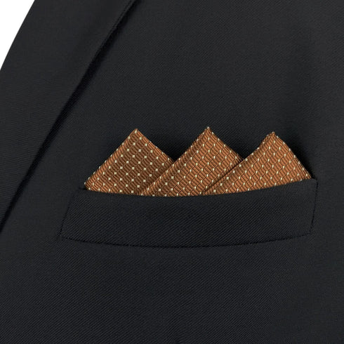 S&W SHLAX&WING Ties for Men Brown Copper Formal Neck Tie with White Dots Matching Pocket Square Only...