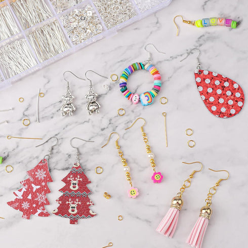 3480Pcs Earring Making Supplies Kit with Earring Hooks, Earring Pins, Jump Rings, Earring Backs, Posts and Earring Making Findings for Jewelry Mak...