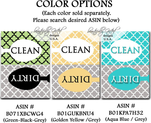 Clean Dirty Dishwasher Magnet Sign - Modern Elegant Moroccan Trellis Pattern - Yellow Gold Grey - 2.5 x 3.5 - Housewarming, Gag Gift Idea for Mom ...