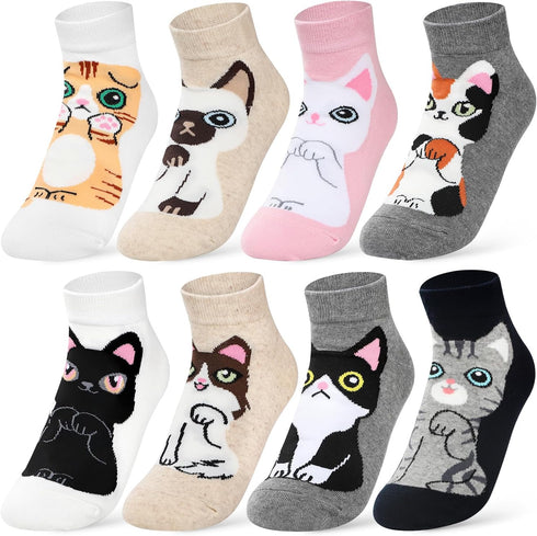 8 Pairs Women's Cat Socks,Cat Gifts Cute Animal Socks,Colorful Soft Cozy Women Socks Gift...