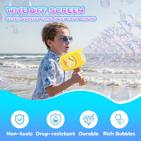 Bubble Machine,2024 NEW Hammer Bubble Gun Kids Toys for Ages 5-7 Automatic Bubble Blower Bubble Wand with Light & Music Bubble Maker Include Bubbl...