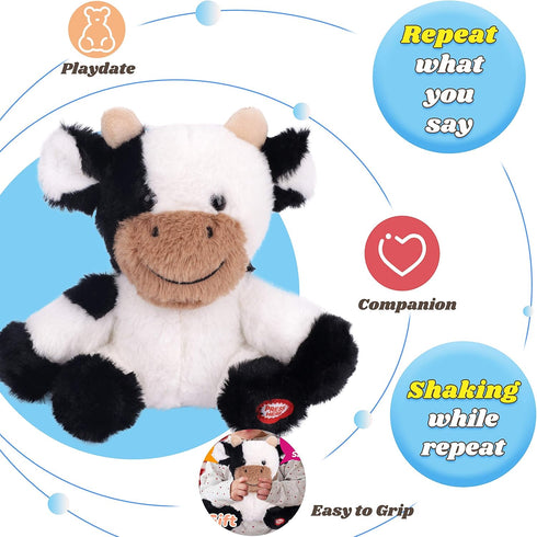 Hopearl Talking Cow Repeats What You Say Shaking Head Electric Interactive Animated Toy Speaking Plush Buddy Birthday Festival for Toddlers, 7''...