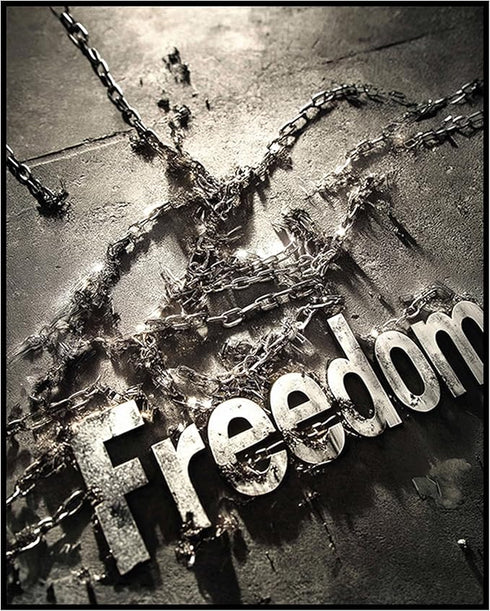 Posterizer-freedom-broken chains-inspiring typography art -1-Abstract & Modern Art Gift for Men Women Teens Decor for Home & Office- unframed wall...