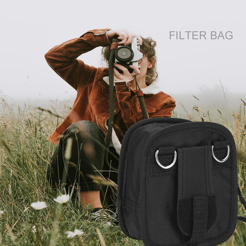 Bags for Cameras and Photographic Equipment, Camera Lens Filter Carry Case, 9-Pocket Lens Filter Wallet Pouch Bag Travel Holder Belt Bag with Deta...