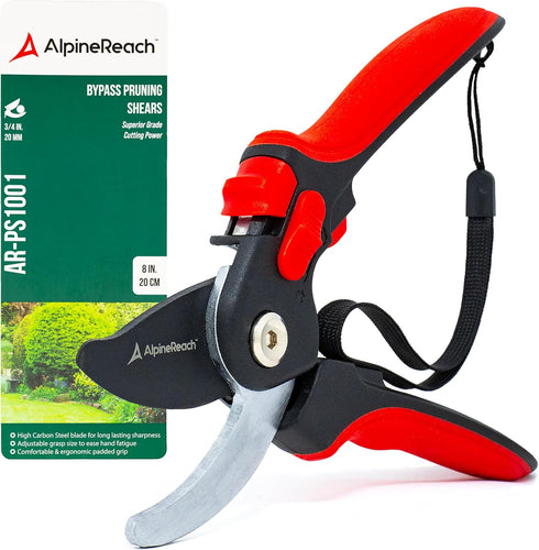 Bypass Pruning Shears for Gardening, Sharp Ergonomic Pruners, Heavy Duty High Carbon Steel Blade Plant Cutting Clippers, Adjustable Soft Handle fo...