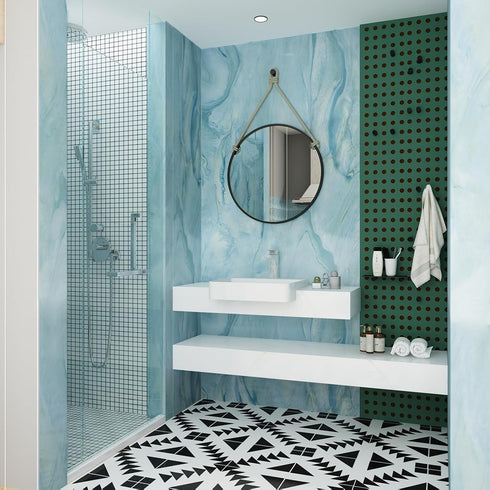 Blue Gold Marble Peel and Stick Contact Paper 16"×78.7" Granite Texture Wallpaper Self Stick Adhesive Removable Waterproof Furniture Decorative St...