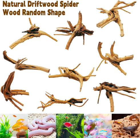 Hamiledyi Driftwood for Aquarium,Natural Spider Wood Reptile Branches Fish Tank Log Ornament Aquarium Trunk Decoration 4 Pcs?8-10inch?...