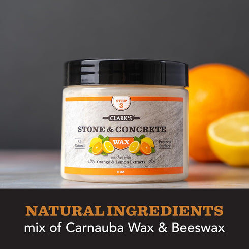CLARK’S Stone and Concrete Wax - Soapstone Wax with Orange and Lemon Extracts - Helps Preserve and Protect Against Liquids - Revitalizes Stone Sur...