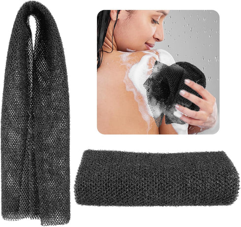 African Bath Sponge Long Net Exfoliating Shower Body Scrubber Flat Back Scrubber Foot Scalp Scrub Dead Skin Removal Skin Smoother for Men Women (B...