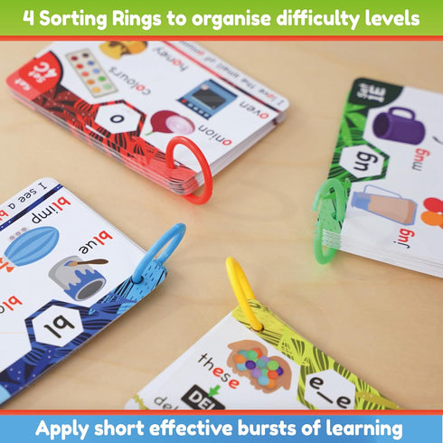 Phonics Flash Cards - Learn to Read in 20 Stages - Digraphs CVC Blends Long Vowel Sounds - Games for Kids Ages 4-8 Kindergarten First Second Grade...