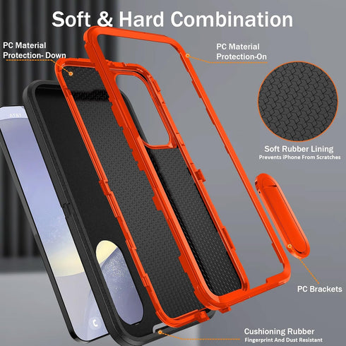 BaHaHoues for Samsung Galaxy S24 Case, Samsung S24 Phone Case with Built in Kickstand, Shockproof/Dustproof/Drop Proof Military Grade Protective C...