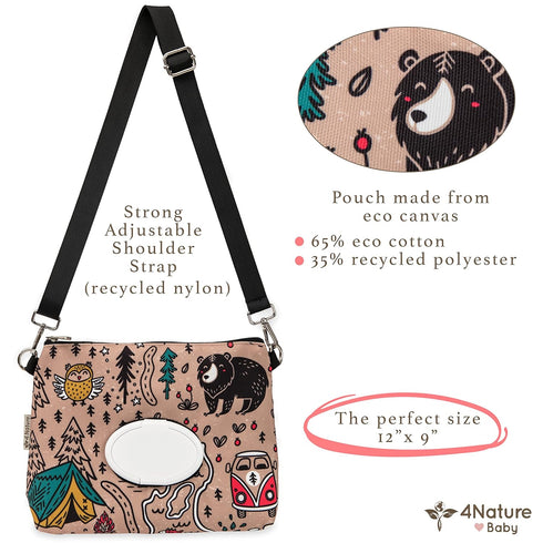 4 Nature Small Diaper Clutch Bag with Wipe Holder, Baby Diaper Bag Purse - Crossbody Diaper Bags for Women, Water Resistant Diaper Organizer Dispe...