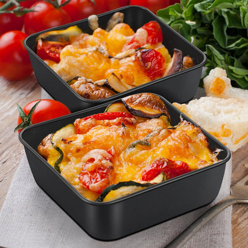 P&P CHEF 6” Square Cake Pans for Baking, 2-Piece Small Square Lasagna Brownie Pan, Stainless Steel Core with Non-stick Coatings, Easy to Use & Lea...