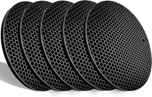 5 Pack Extra Thick Silicone Trivets Heat Resistant Pot Holder and Oven Mitts,Trivets for Hot Dishes,Nonslip Insulation Honeycomb Rubber Hot Pads f...