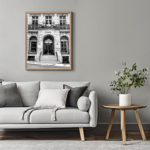 Posterizer 1 pcs-black-and-white photograph of Luxury store front 3-Photography Art-Retro Art-Gift for Women, Fashionistas, Designer Fashion Fans-...