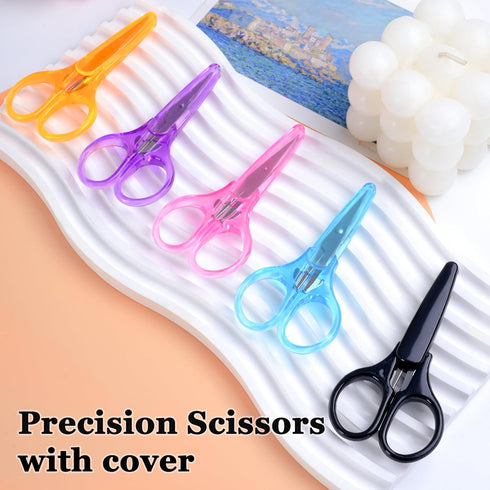 10 Pcs Small Scissors All Purpose, Stainless Steel Small Sharp Scissors, Mini Detail Craft Scissors with Protective Cover, 3.5" Tiny Scissors for ...