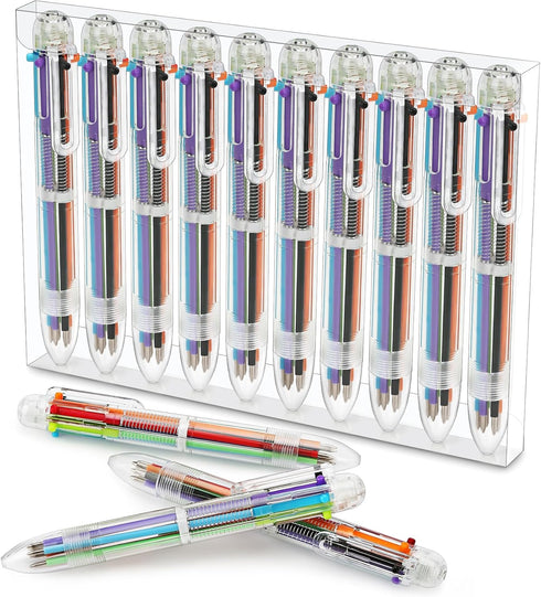 Multicolor Pen in One,10 Pack Multi Color Pens All in One, Birthday Party Favors , Fun Pens 0.5mm 6-in-1, Rainbow Pens 6 Colors Retractable, End o...