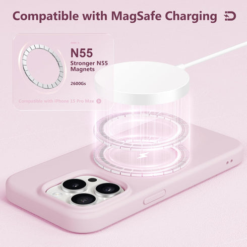 GONEZ for iPhone 15 Pro Max Case Silicone, Compatible with Magsafe, 2X Camera Protector + 2X Screen Protector, Soft Anti-Scratch Microfiber Lining...
