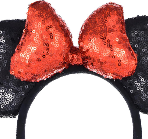 A Miaow 3D Black Mouse Sequin Ears Headband MM Glitter Butterfly Hair Clasp Park Supply Adults Women Photo Accessory...