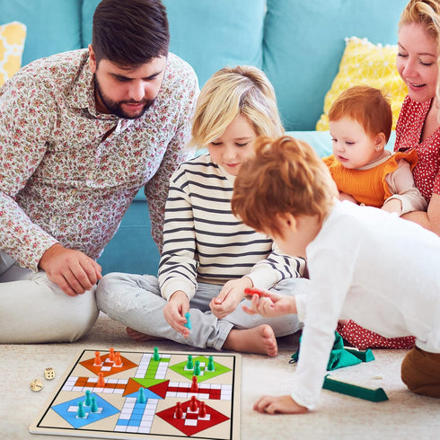 2 in 1 Snakes and Ladders, Ludo Game Set, 12 x 12 Inch Ludo Board Game 2-4 Players Family Dice Games Set Classic Double Sided Game Board for Adult...