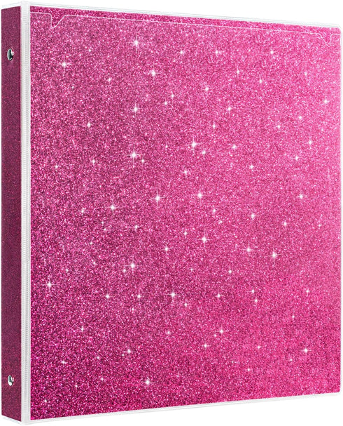 3 Ring Binder 1 Inch Pink Binders Fashion View Binder with 2 pockets for Office Supplies, Waterproof, Deep Pink...