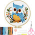TINDTOP Embroidery Kit for Beginners Adult, Owl Embroidery Kit for Beginners Include Embroidery Cloth Hoops Threads for Craft Lover Hand Stitch wi...
