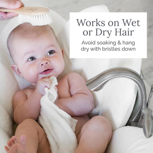 Natemia Wooden Baby Hair Brush & Comb Set for Newborns - Soft Bristle, Toddler Cradle Cap Brush - Toddler Comb - Perfect Baby Shower Registry Gift...