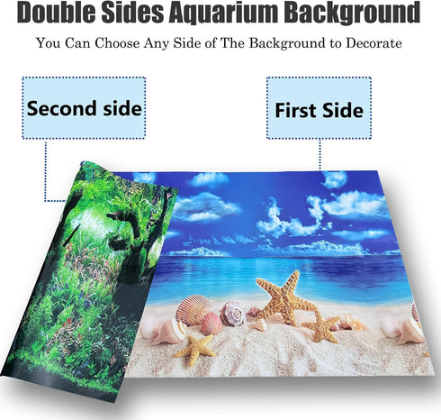 Fish Aquarium Background Poster Beach Fish Backdrop for Aquarium 10 20 Gallon Tank Wallpaper Fish Tank Background Double Sides Fish Tank Stickers...