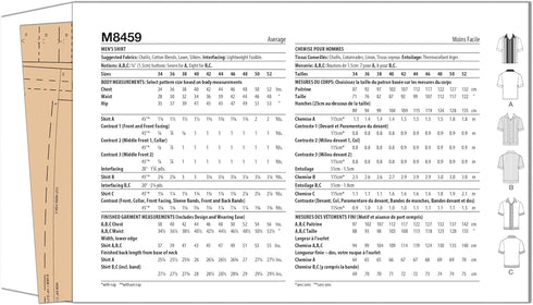McCall's Men's Fitted Bowling Shirt Sewing Pattern Packet, Design Code M8459, Sizes 44-46-48-50-52, Multicolor...