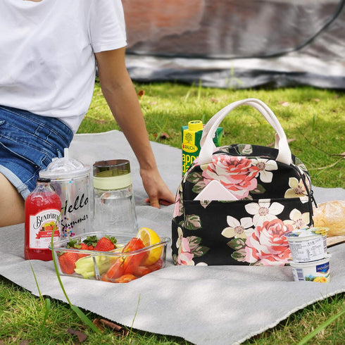 EurCross Work Lunch Bag for Women and Lidies,Trendy and Practical Floral Canvas Compact Lunch Tote Bento Box Bag...