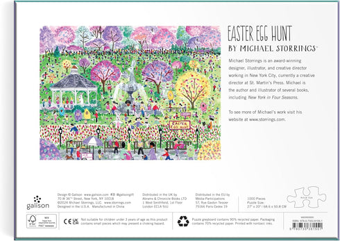 Galison Easter Egg Hunt – 1000 Piece Michael Storrings Puzzle Featuring The Spirit of Easter Festivities At A Whimsical Park...