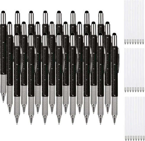 24 Pcs Multitool Pen and 24 Ink Refills for 6 in 1 Multitool Tech Gift Pen Tool Pen Gadget Screwdriver...