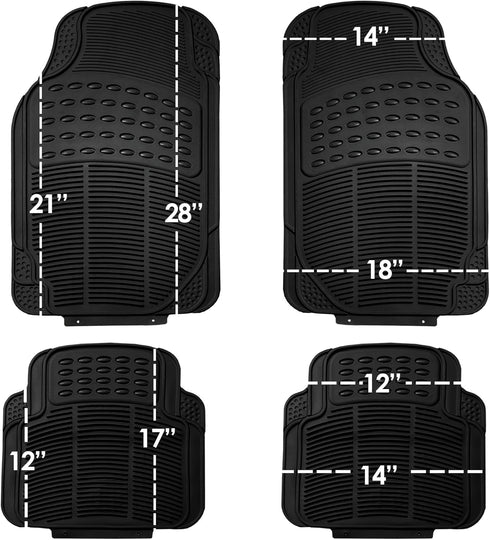 FH Group Automotive Floor Mats - Heavy-Duty Rubber, Universal Fit Full Set, ClimaProof, Trimmable For Most Cars, Sedan, SUV, Truck, Black...