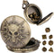 Mini DND Dice Set Steampunk Warlock Pocket Watch Shell Case, 7pcs Polyhedral Metal D&D Dice Set, DND Gifts with Gift Box for Gamer, Role Playing B...