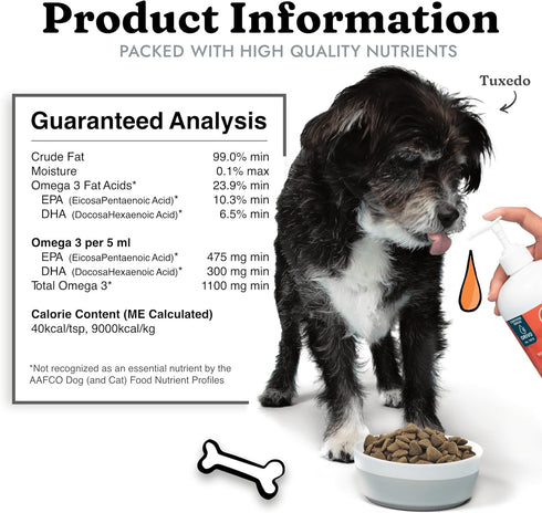 Fish Oil for Dogs - Healthy Skin & Coat, Salmon, Pollock, All Natural Supplement for Pets, Itching Scratching Allergy & Inflammation Defense, Omeg...