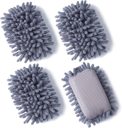 4 Pieces Microfiber Shag Whiteboard Eraser Shag Washable Dry Eraser Board Eraser for Chalk, Classroom Teacher Supplies, Home and Office (Grey)...