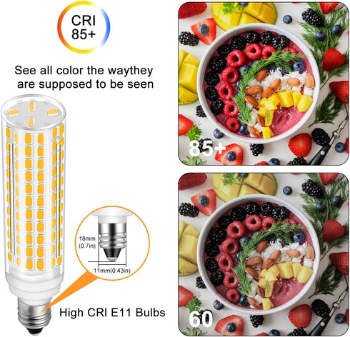 JDE11 LED Bulb 100W Halogen Bulbs Equivalent,T4 Mini Candelabra E11 LED Bulb Dimmable,Warm White 3000K,10W 1000LM JDE11 120V 100W LED for Ceiling ...