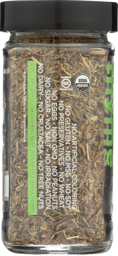 Spicely Organic Thyme 0.60 Ounce Jar Certified Gluten Free...