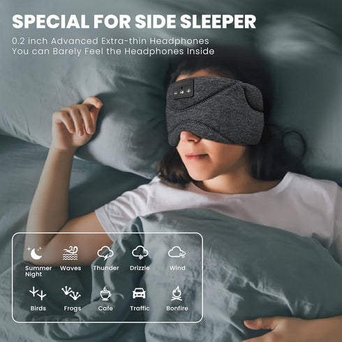 Flashmen Bluetooth Sleep Mask with White Noise Blackout Light Ice-Feeling Extra Soft Modal Lining Sleep Eye Mask Ultra-Thin Sleeping Headphones (B...